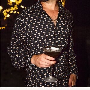 Kenny Flowers Black and White Casual Button Down Shirt